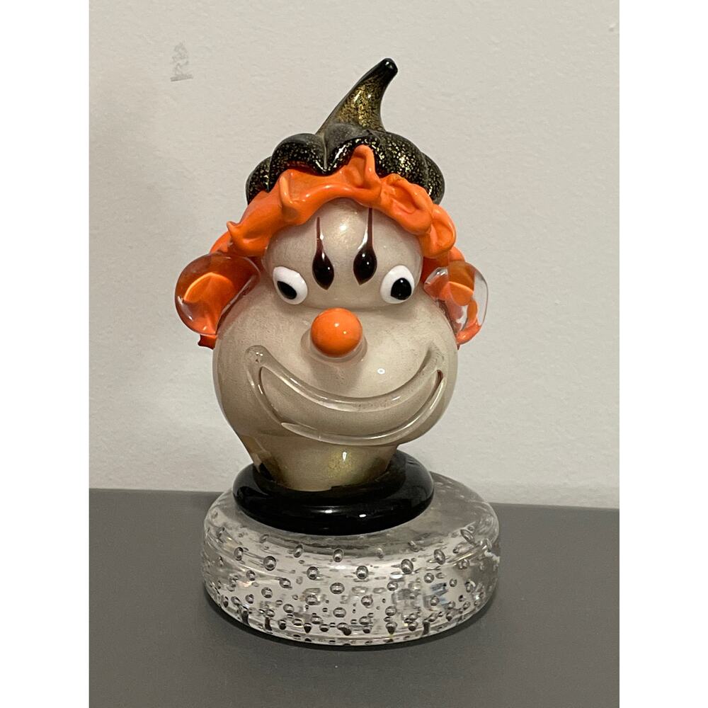 Alfredo Barbini‎ Italian Art Glass Murano Clown Sculpture paperweight Gold